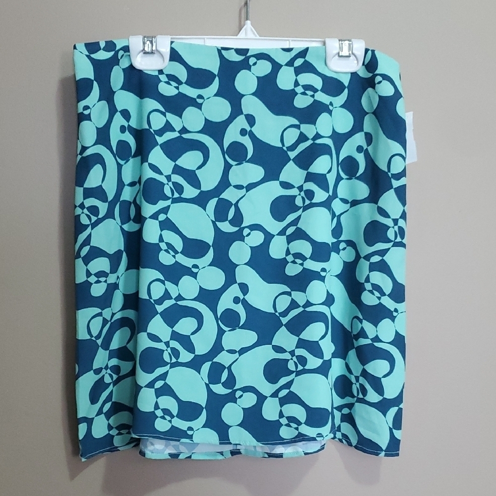 Glamerous Abstract Patterned Blue and Teal Skirt Size 6